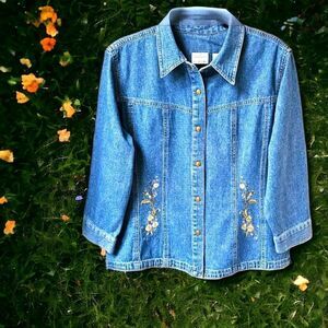 Liz Claiborne Emma James Plus Size Embroidery Floral Shirt, Jacket